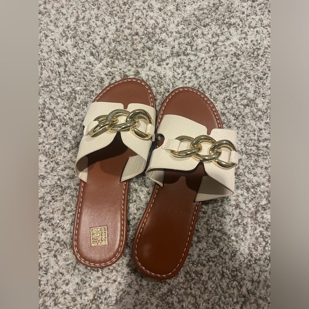 Cream and Gold Sandals